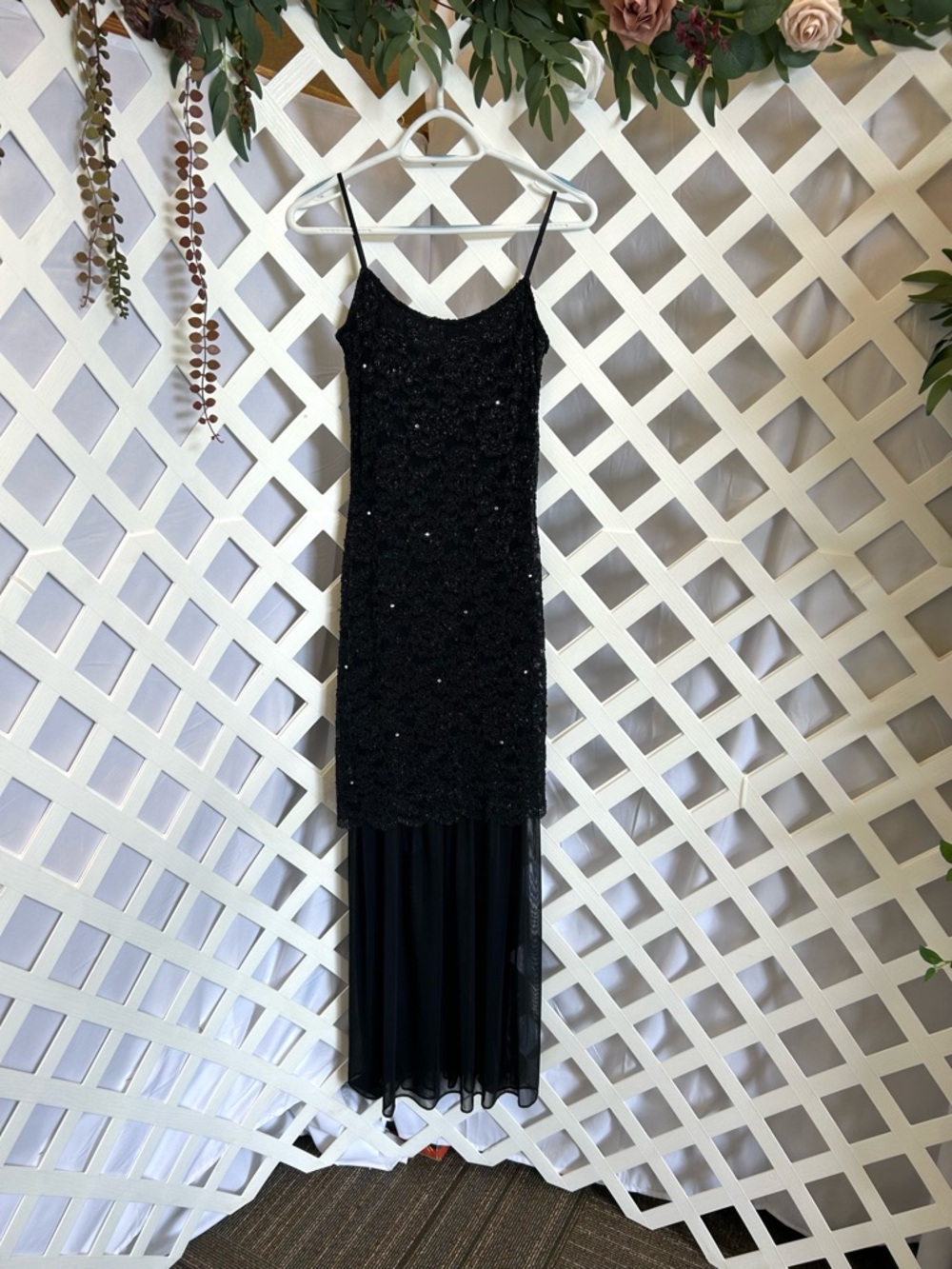 Casadei Black Beaded Formal Dress Size 4 Midi Evening Gown